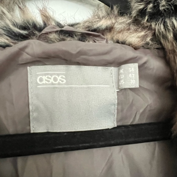 ASOS Faux Fur Jacket with Varsity Stripes - Picture 5 of 5